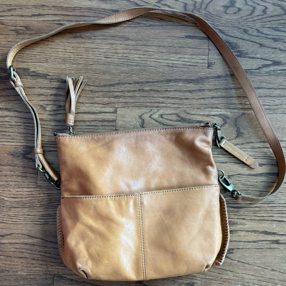 Lucky Brand Tan Leather Crossbody Bag with Adjustable Strap